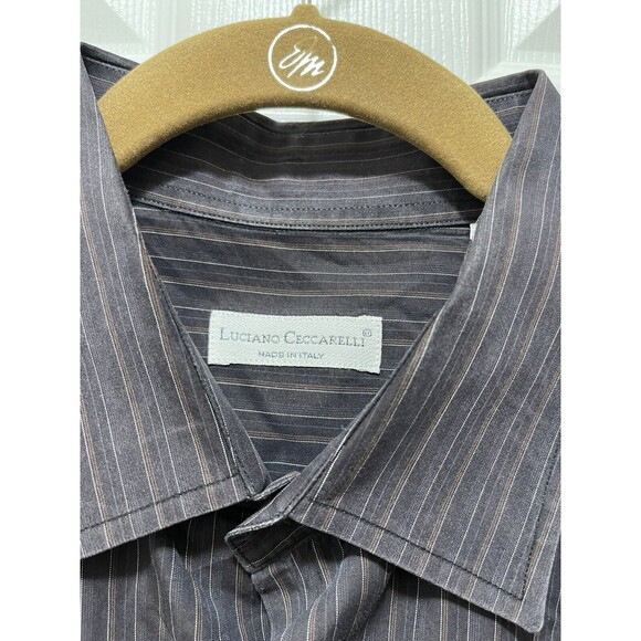 Men's Button Long Sleeve Shirt Made in Italy Size 17 Luciano Ceccarelli - Picture 4 of 9